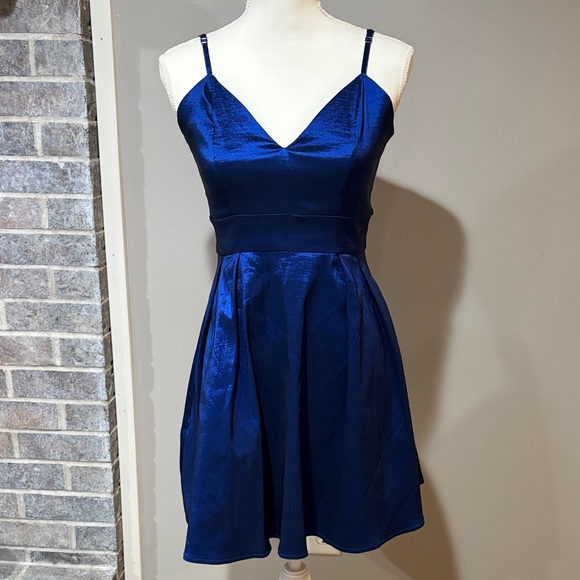 Lulus Dresses & Skirts - Lulu's Royal Blue Satin Mini Dress